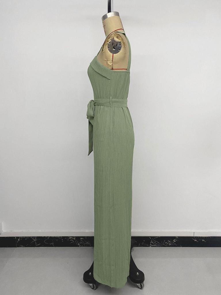 TikTok Europe 2026 Summer Strappy Waist-Cinched Sleeveless Long Jumpsuit for Women