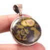 Natural Peanut Wood Jasper 925 Sterling Silver Jewelry TwoTone Pendant 1.7" r6Z13