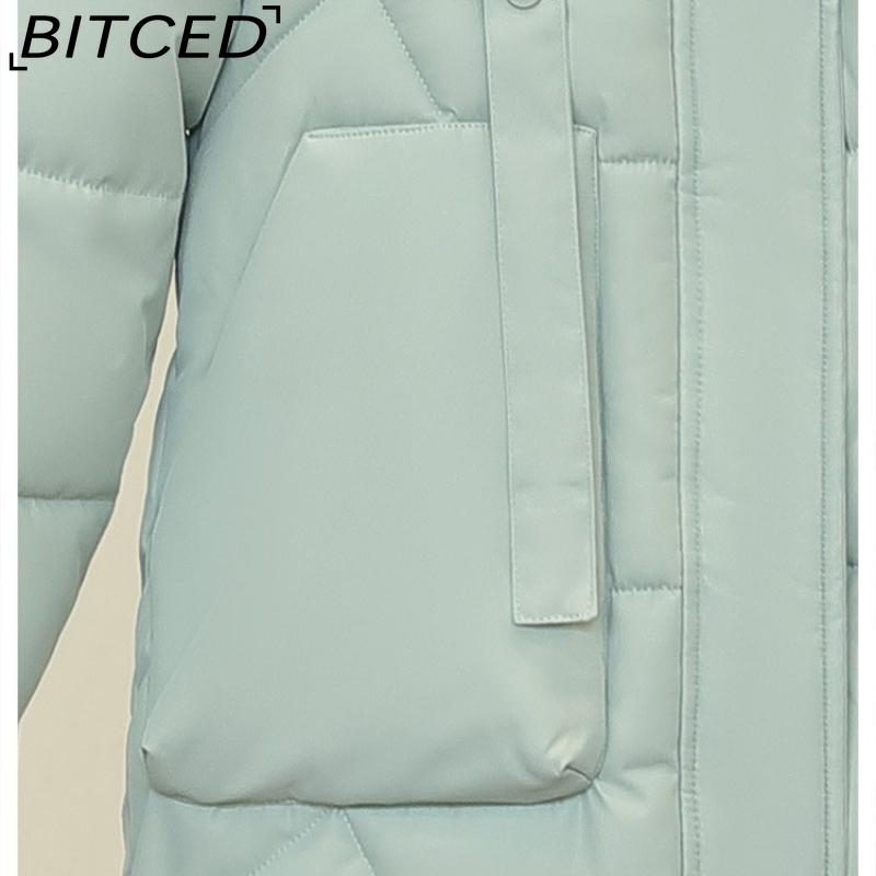 BITCED Winter Detachable Hood Cotton Coat for Women Mid-Length Thickened Cotton Coat Over-the-Knee Length Women's Cotton Jacket Outerwear