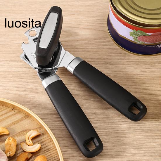 Abrelatas, abridor de cerveza de acero inoxidable liso, perilla giratoria, agarre antideslizante, abridor de tapa para barra de cocina casera