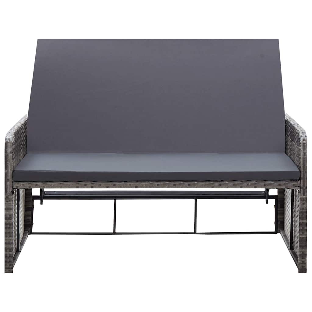 2 Piece Garden Lounge Set with Cushions Poly Rattan Gray