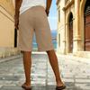 Women's Fashionable Color Elastic Waist Pocket Casual Loose Cotton And Linen  Five Quarter Shorts