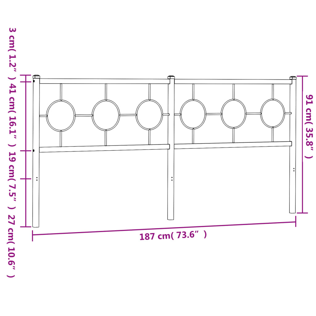 Replacement Headboard Metal White 180 Cm