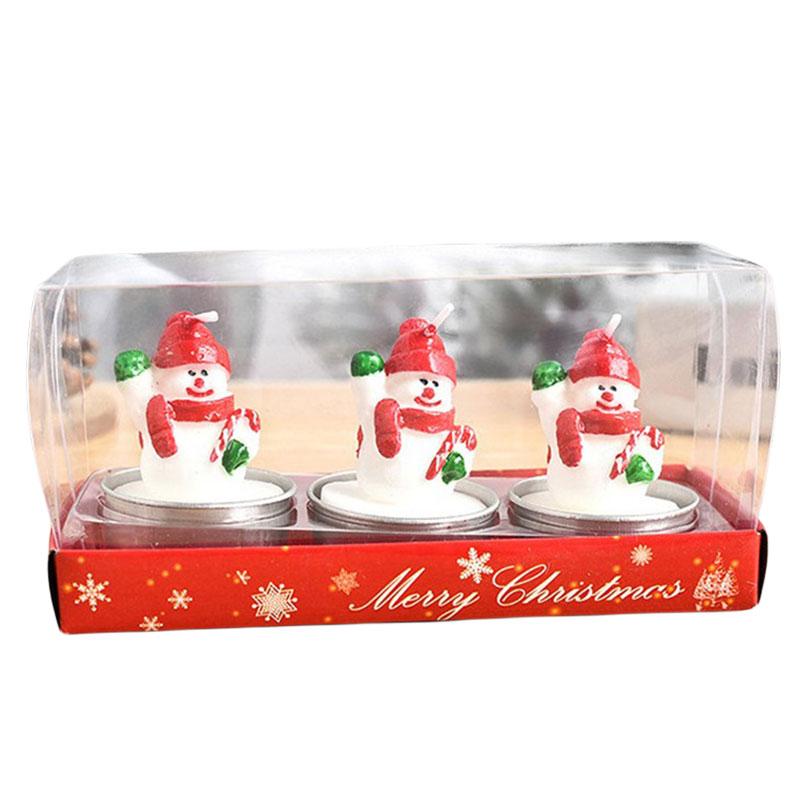 Christmas 3 Pcs Santa Claus Snowflake Reindeer Bear Candles Party Gifts Decor