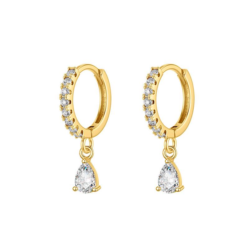 Rainbow Colored Zircon Ear Buckle Set, Love Water Drop Pendant, Small Earrings, Light Luxury and Exquisite Stacked Women's Earrings.