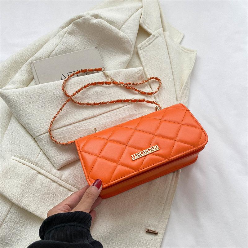 Rhombus embroidery thread versatile chain small bag women's texture solid color shoulder messenger bag 2025 small square bag
