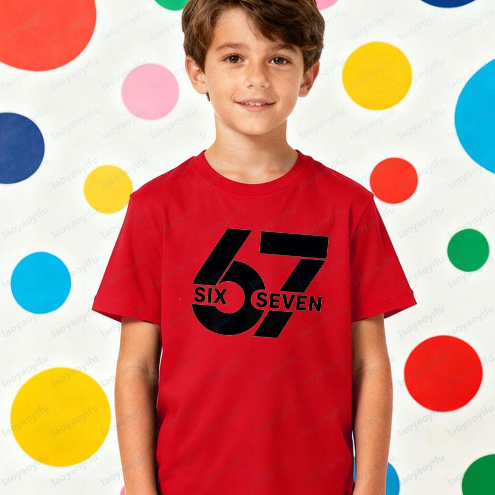 67 Meme Kids TShirt Latest Trendy Style Creative Design Six Seven Number Printed Tshirt Boys Christmas Holiday Tee Xmas Tops