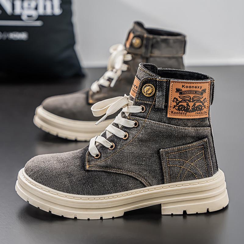 Autumn and winter new denim Martin boots large size outdoor boots high top 39 серый