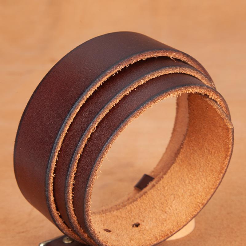 First Layer Cowhide Men's Washed Retro Belt with Needle Buckle Genuine Leather Casual Versatile Men's Headless Belt