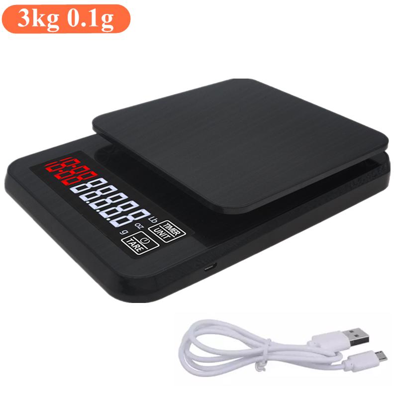 3kg/0.1g 10kg/1g Electronic Drip Coffee Scale LCD Digital Weight Balance Scales Kitchen Household Coffee Timer