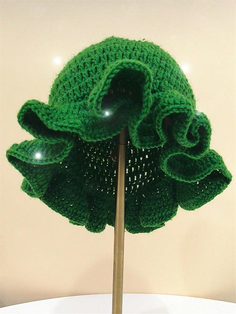 Women's Autumn & Winter Street Style Unique Handmade Crochet Ruched Brim Knitted Hat, Colorful Party Beanie Unisex for Daily Wear Halloween