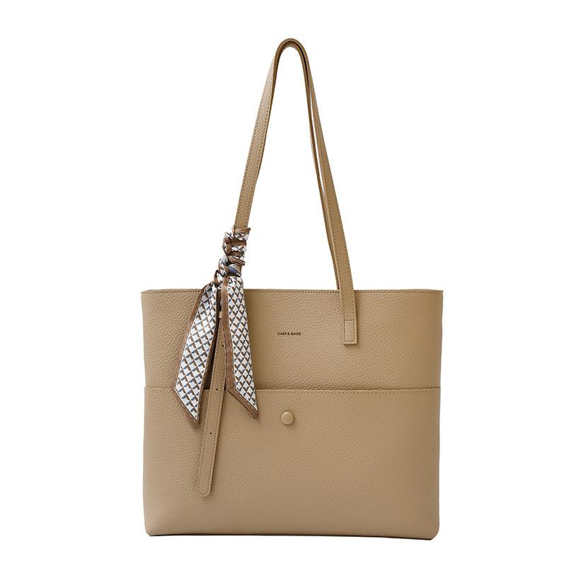 Soft Pu Ribbon Tote Bag For Women With Inner Pockets And Crossbody Strap For Commuting
