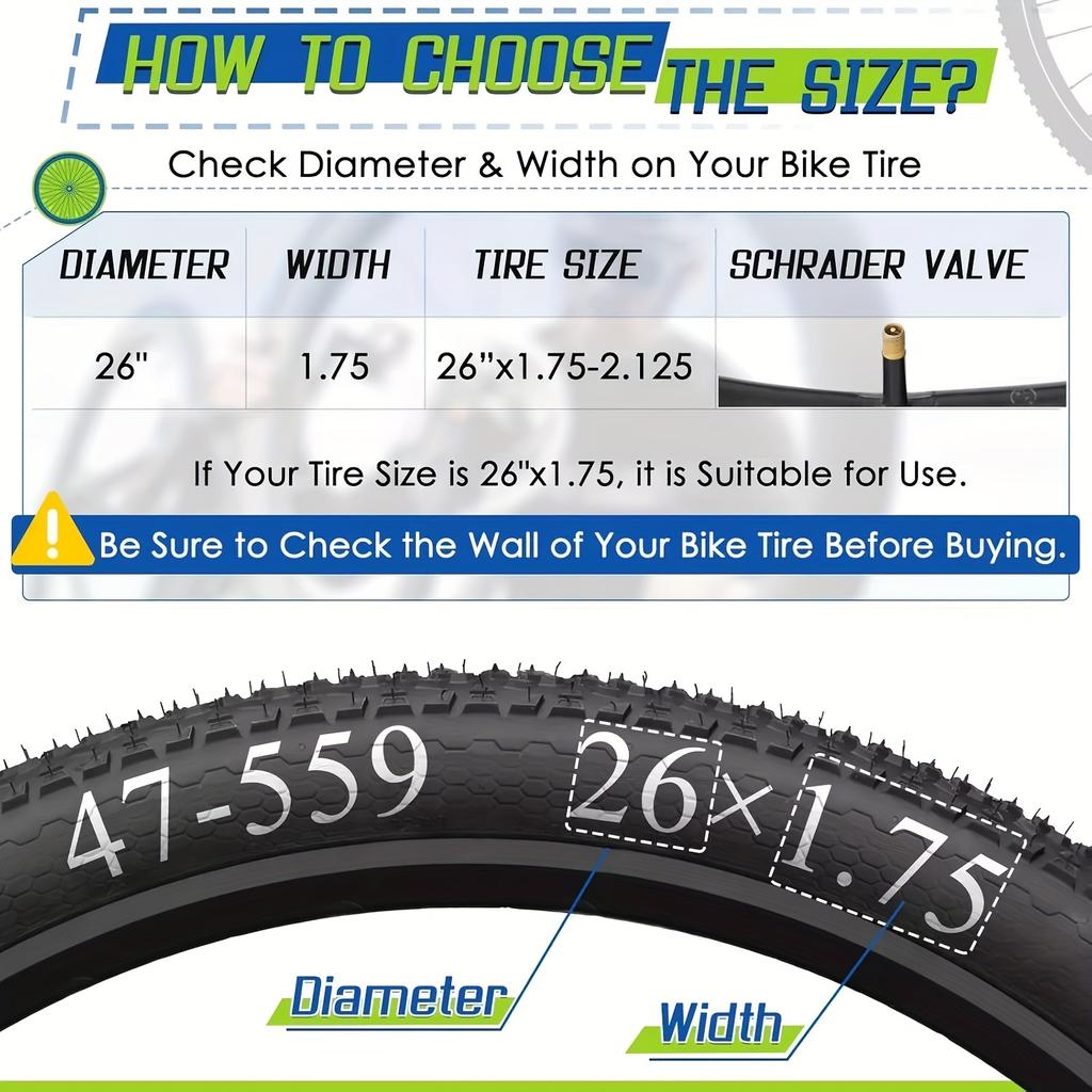 4Root 26Inch Tire Inner Tube Bicycle Rubber Tire Inner Tube Bicycle Tire Mountain Bike Inner Tube Bicycle Rubber Inner Tube width1.75Arrive2.125Inch