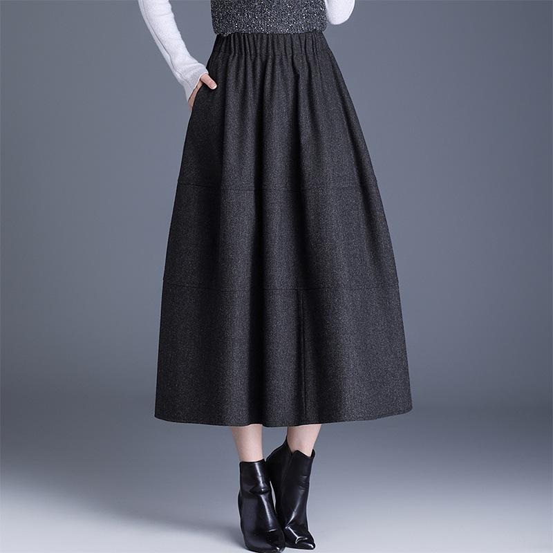 

Korean Style Woolen Tulip A-Line Skirt: Winter Thickened, Half-Length, Elastic High Waist, Mid-Length, Loose Casual Fit XL серый/древесный уголь