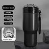 stainless steel vacuum insulated thickened coffee cup, car cup with lanyard, portable straw thermos, large capacity.