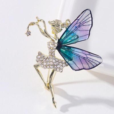 Fashion Angel Rhinestone Brooches Shiny Luxury Women Metal Brooches Cartoon Metal Badges Enamel Pin Brooches For Clothing PD833
