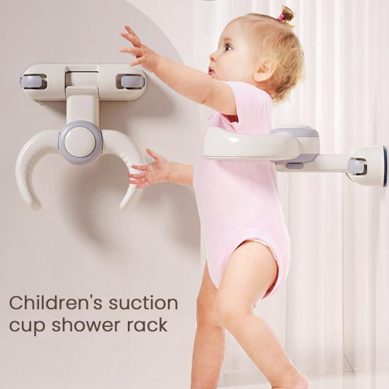

Baby Standing Shower Rack Adjustable Height Wall-Mounted Bath Rack Stable Load-Bearing Structure Baby Shower Holder A