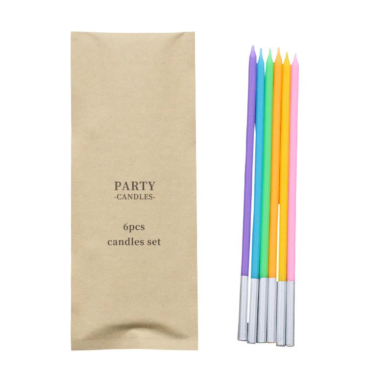 Model Birthday Candles, 6 Straight Poles, Gold-plated Multi-color Party Decoration, Rainbow Candles