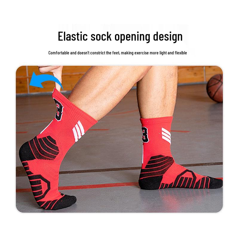 Men's and Children's Non-Slip Basketball Socks, Thickened Mid-Calf with Terry Bottom