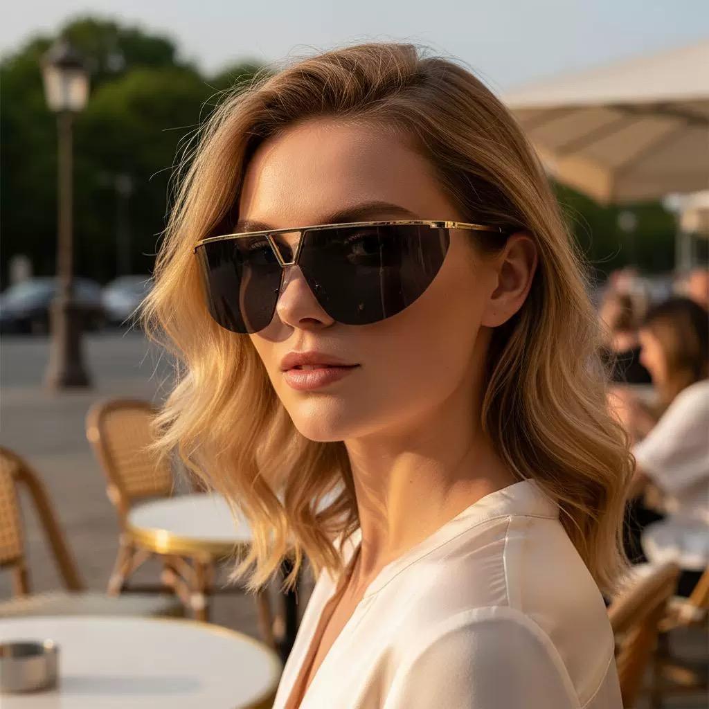 Metal Half Rimless Sunglasses Women For Men Vintage Sun Glasses Steampunk Popular Outdoor Skiing Luxury Brand Design Shades