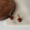 Retro Style Heart Shaped Pendant Hoop Earrings Creative Three Dimensional Design Lightweight Small Size Accessories for Everyday Wear