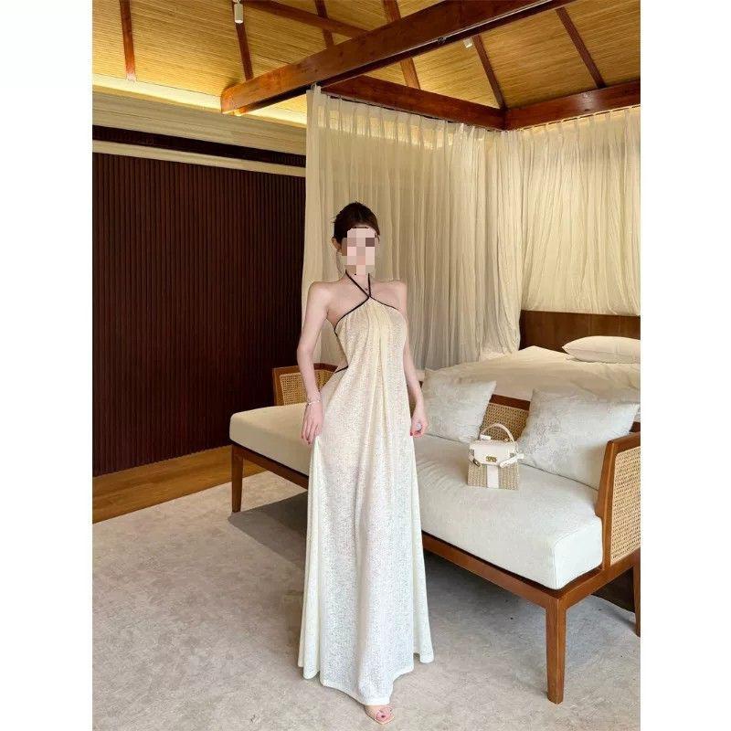 Design Waist Fake Hollowed Neck Dress Women's Summer New Temperament Slim Dress