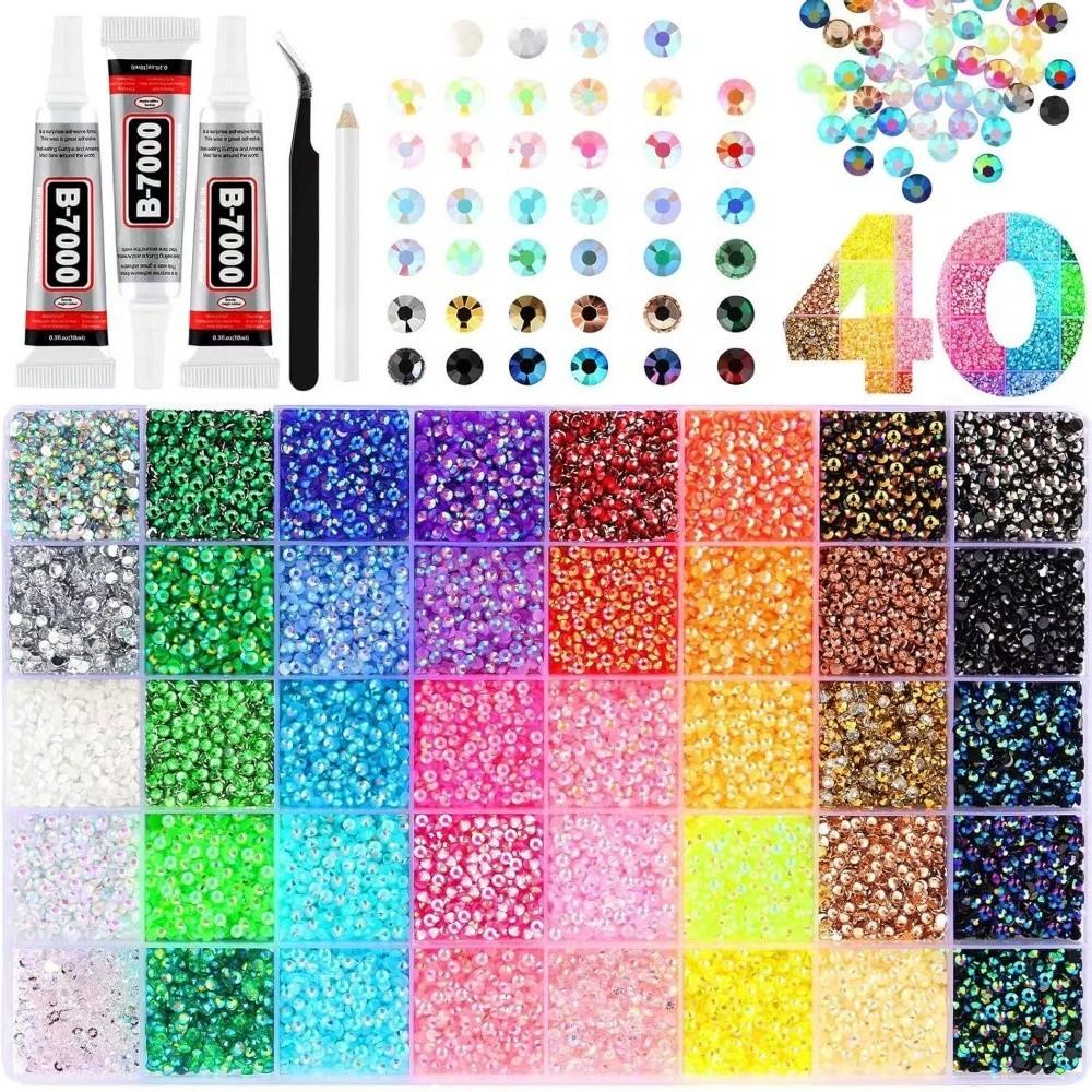 Sparkling Resin Rhinestone Kit Multicolor Flatback Gems  for Clothing Decoration