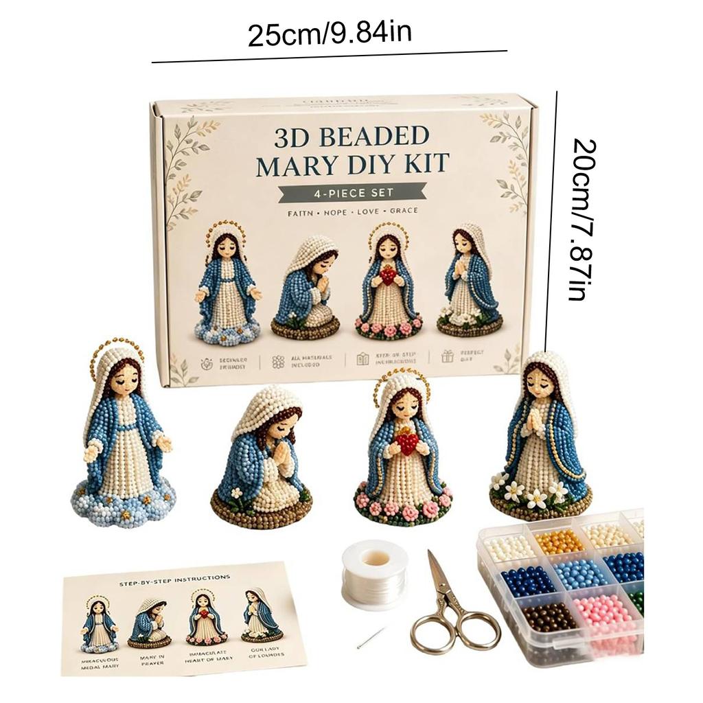 Tiny 3D DIY Religious Beading Kit with Colored Beads Religious Bead Art Craft Set Ideal Craft Gift for Beginners Teens & Adults