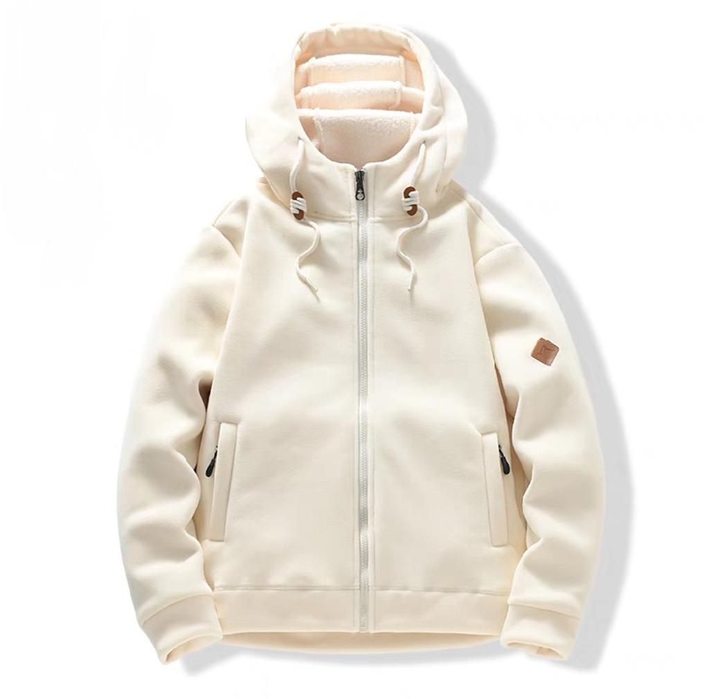 Autumn and Winter Couple Fleece Hooded Warm Hoodie Casual Versatile Fleece Couple Jacket Cardigan Top