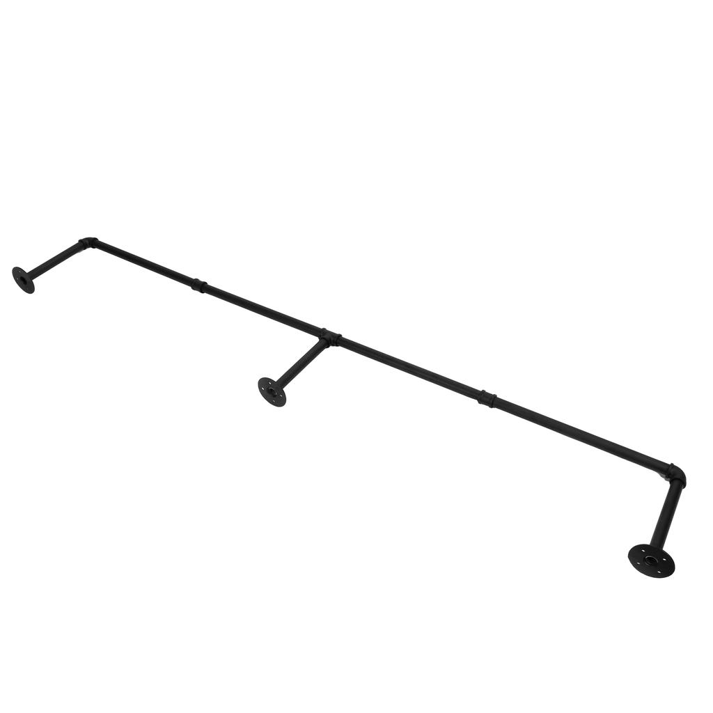Clothes Rail Wall Mounted Hanging Bar Rack Detachable Retro Industrial Pipe Style Garment Rail