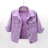 Koreanische Slim-Jeansjacke mit mittellangen Ärmeln – Kurzes Schaloberteil mit Dreiviertelärmeln für Damen