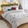 Christmas Together Fleece Embroidered Duvet Cover Set