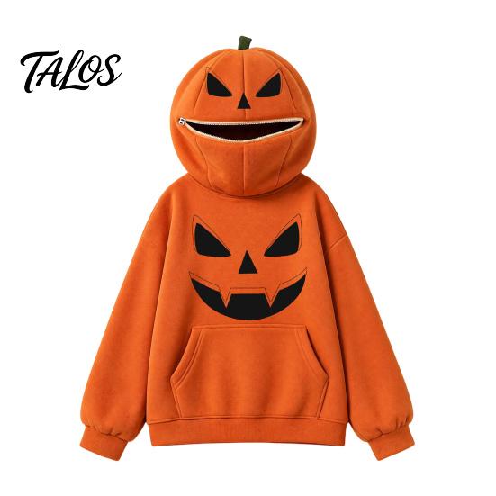 Halloween Pumpkin Hoodie Women Oversized Hoodie, Fall Long Sleeve Hooded Loose Fit Sweatshirt with Pocket, Jack-O-Lantern Holiday Costume Pullover Top
