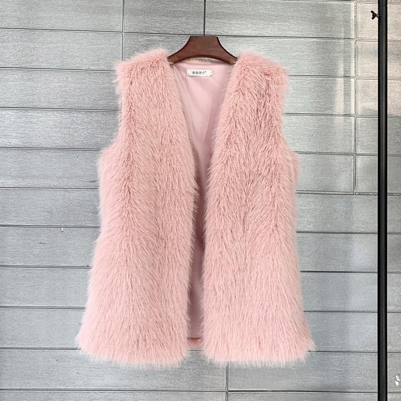 Imitation Tuscan fox fur winter midi length imitation fur vest warm women's vest jacket