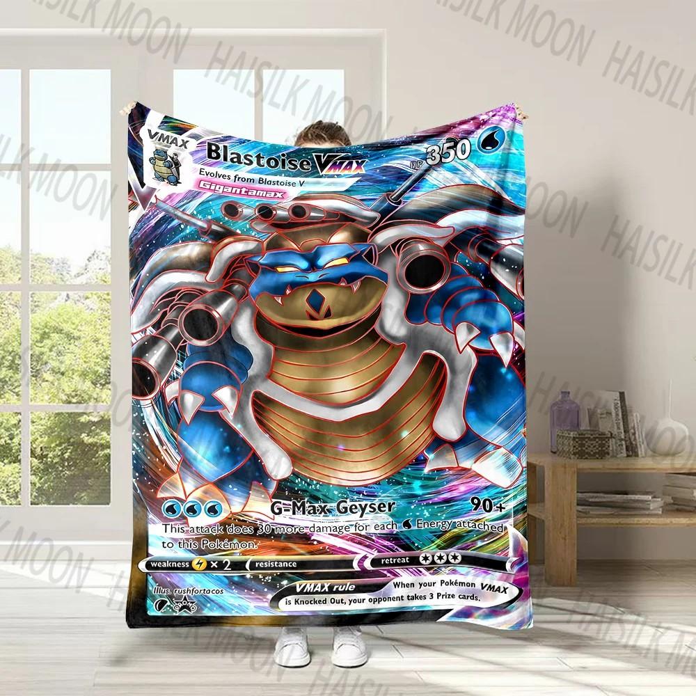 P0kem0n Cards Squirtle Print Blanket for Couches, Soft Cozy Blanket, Lightweight Fuzzy Plush Warm Throws for Winter Fall, Gifts