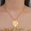 Teamer Fashion Big Monstera Leaf Necklace for Women Men 3MM Chain Stainless Steel Necklace Plant Nature Lover Jewelry Gift