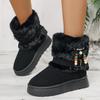 Casual Colorful Beads Decoration Thick Bottom Snow Boots Women 2025 Winter Fashion Faux Fur Ankle Boots Warm Plush Booties