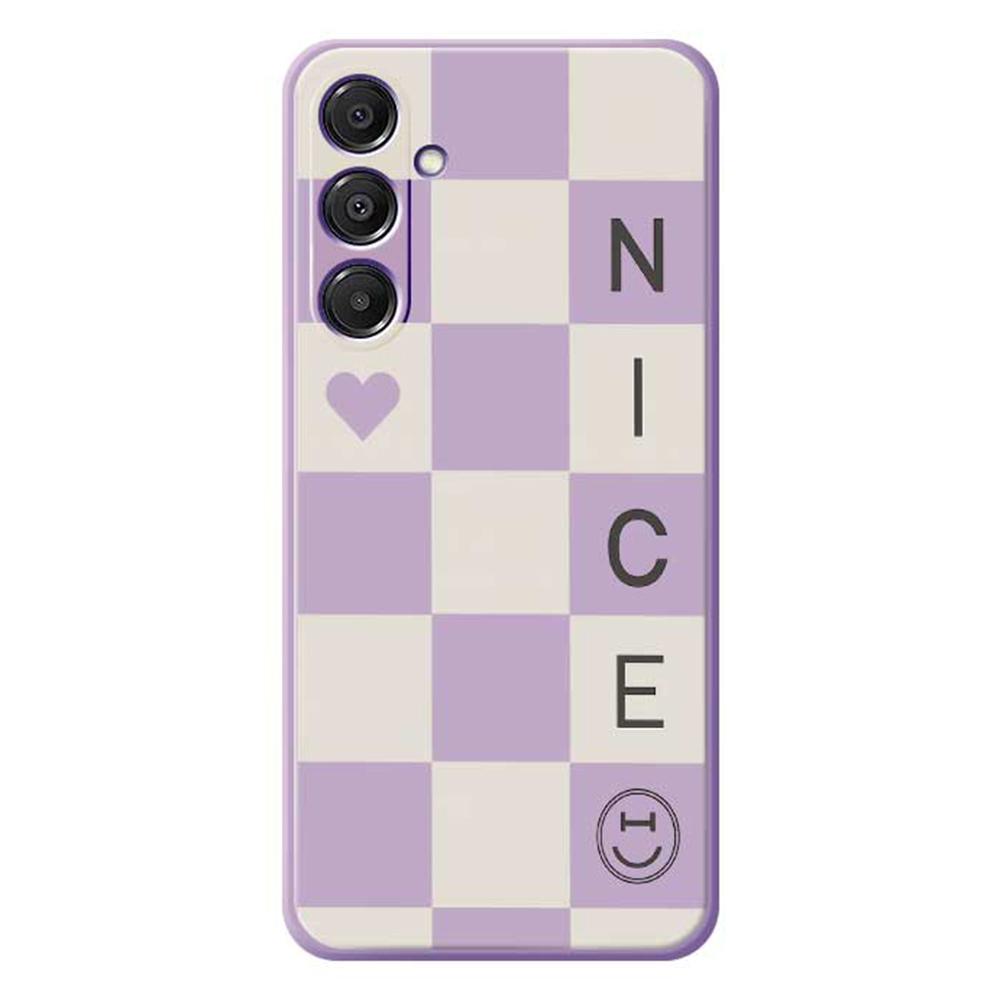 

For Samsung Galaxy A16 5G/4G Case Grids Pattern Printing Straight Edge TPU Phone Back Cover Purple