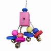 Jouets à Mâcher et Balançoire en Bois Naturel pour Oiseaux Perroquets - Jouets Suspendus avec Clochette à Mâcher et Mordre pour Perruches Calopsittes