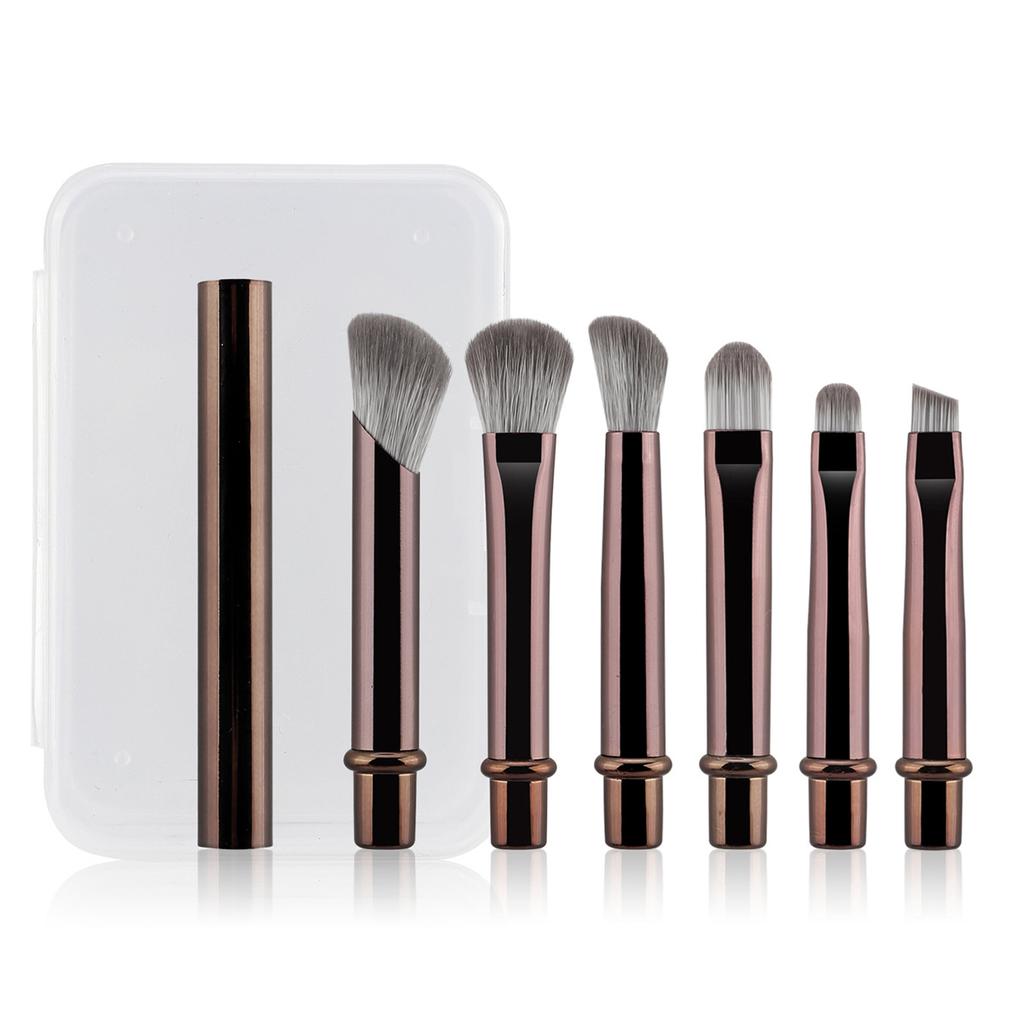 6 Convenient Mini Travel Makeup Brush Set Removable Replacement Brush Head, Nose Shadow Brush Concealer Brush Eyeshadow Brush