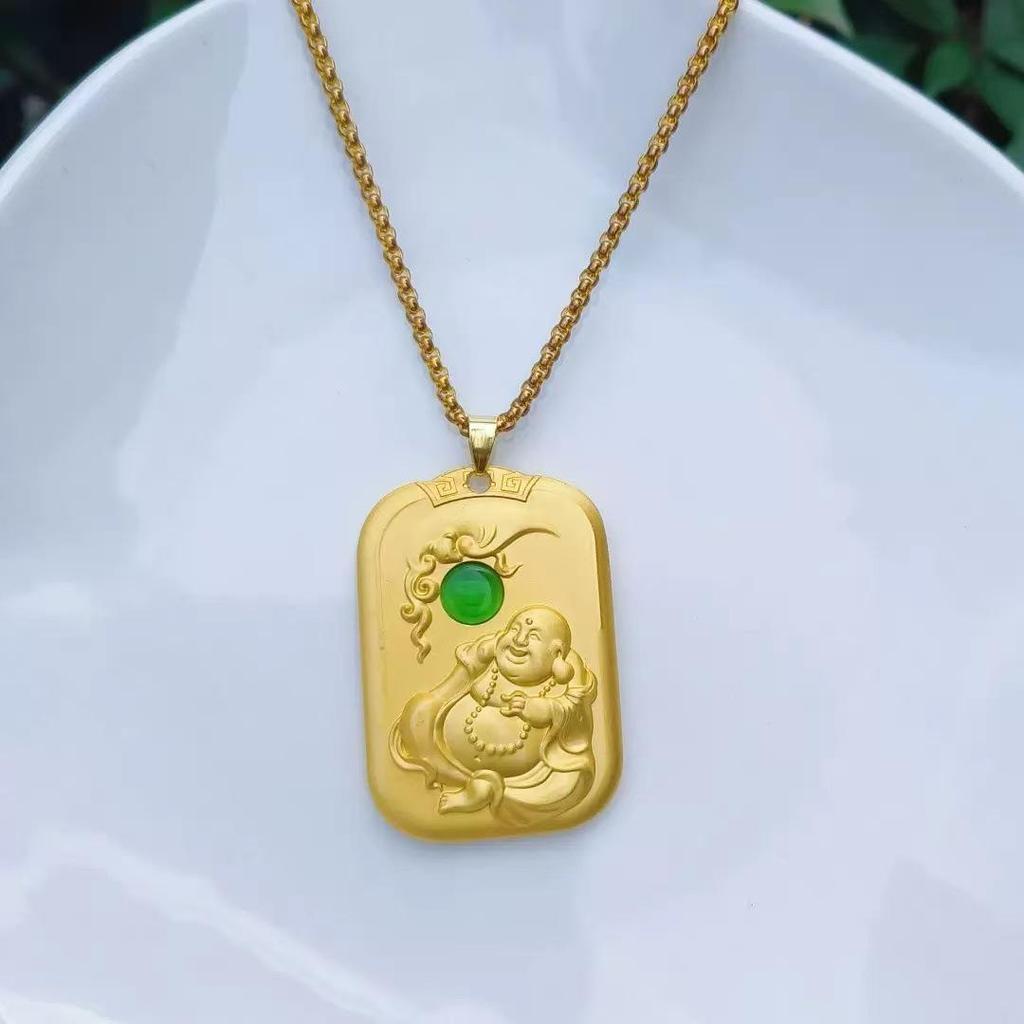 Ancient Sand Gold Thousand-Hand Guanyin Necklace with Cat's Eye Pendant - Hot Selling Long-Lasting Color Jewelry