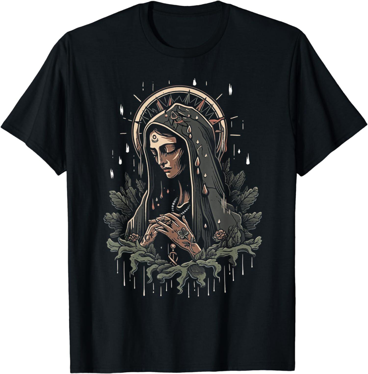 NEW LIMITED Mother Mary Cool Gothic Goth Catholics Mary Tattoo T-Shirt XXXL