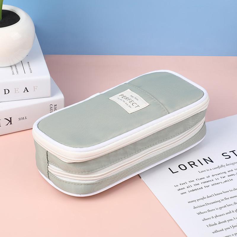 Spacious Macaron Colored Retractable Oxford Pencil Case - Compact Japanese & Korean Style for Students