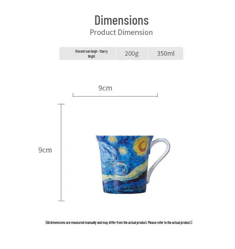 Van Gogh Bone China Mug: Creative Ceramic Cup with Famous European Painting - Personalized Gift