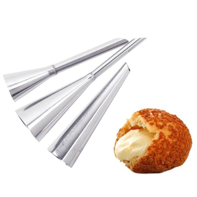 3pcs/set Puff Piping Bag Nozzles Set Stainless Steel Pastry Cupcake Cake Decorating Tips For Puff Cream Pastry Icing Nozzles