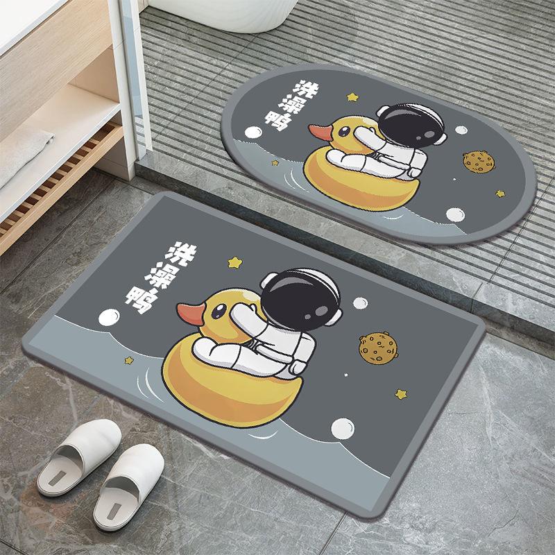 Cartoon Astronaut Diatom Mud Floor Mat Home Doormat Bathroom Moisture-wicking Non-slip Cushion Restroom Quick Drying Soiled Foot Mat