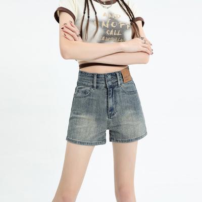 Hot-Selling American Style Summer New High-Waisted Denim Shorts for Women, Loose Fit, Slimming, Wide-Leg Pants, Versatile