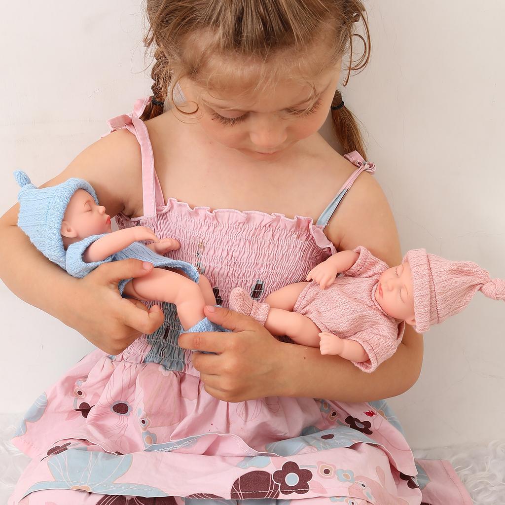 19cm Soft Silicone Doll Baby Girl Doll 3-D Life Like Doll Educational Reborn Collectable Doll Child Parenting Game Toy