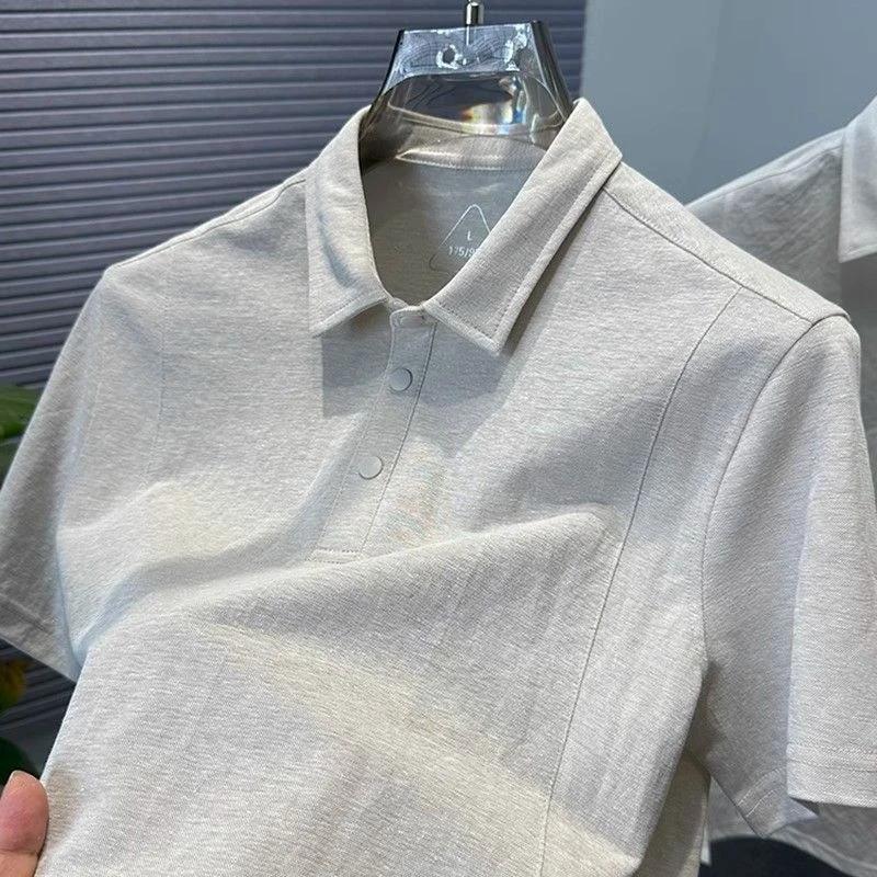 Men s Solid White Wrinkle Textured Lapel Short Sleeve Basic Polo Shirt M серый
