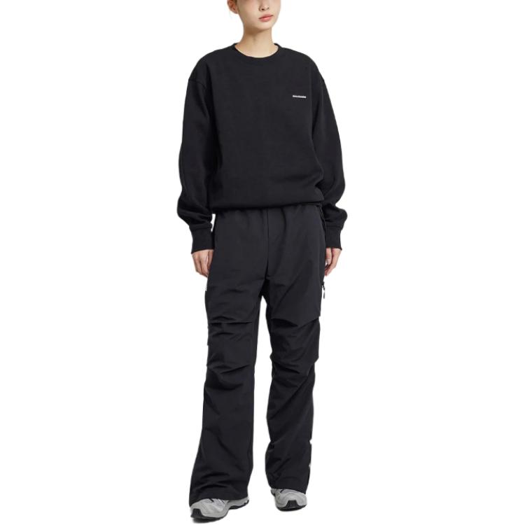 Salomon Solid Color Elastic Waist Straight Loose Casual Pants Unisex bottoms Black LC2392100